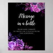 Message dans une impression bouteille mariage noir (Devant)