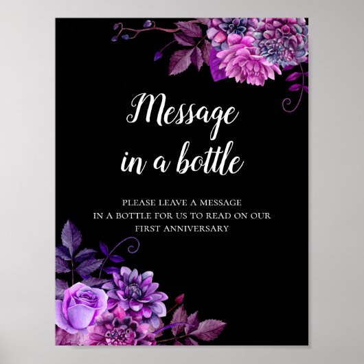 Message dans une impression bouteille mariage noir (Devant)