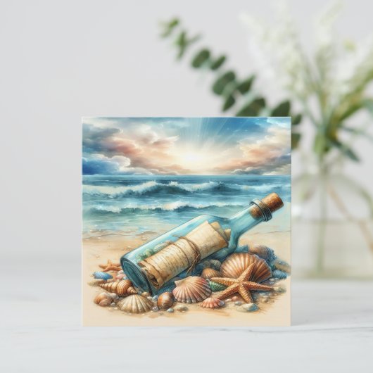 Message dans une invitation à la bouteille (Debout devant)