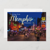 Message de bienvenue de Memphis Tennessee Carte po (Devant / Derrière)