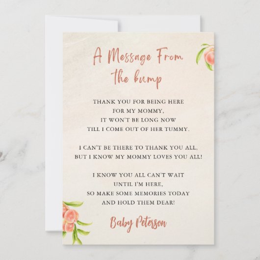 Message De La Carte De Baby shower Bump (Devant)