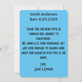 Message de Merci du nouveau-né bébé garçon de Fair (Dos)