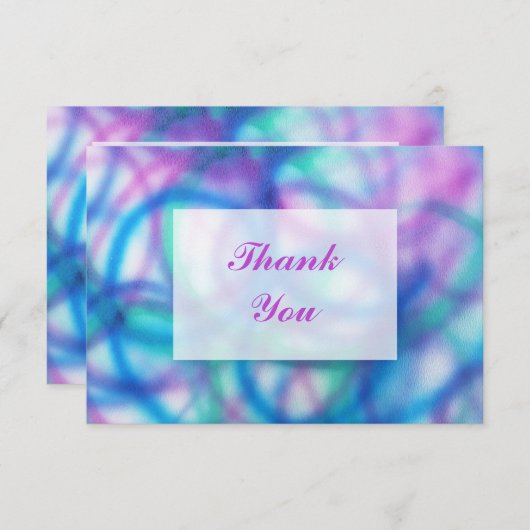 Message de Merci mauve, Turquoise et bleu (Devant / Derrière)