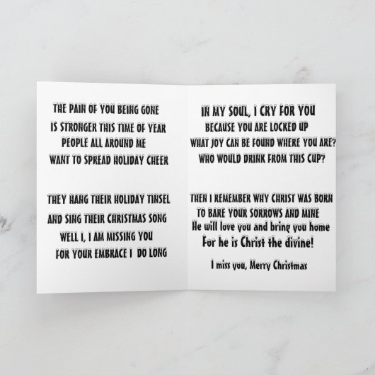 MESSAGE DE NOËL À AIMÉ UNE CARTE INCARCÉRÉE (Intérieur)