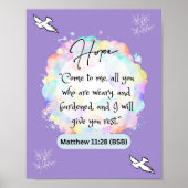 Message d'espoir - Matthew 11-28 - 8 x 10 Poster (Devant)