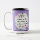 Message d'espoir - Matthew 11-28 - Mug à deux tons (Gauche)