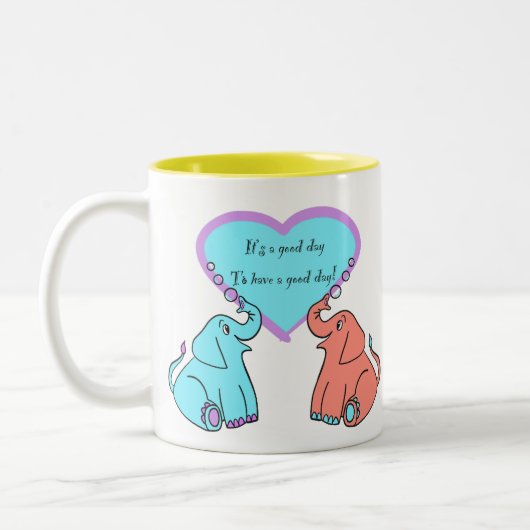 Message d'inspiration Mug de coeur éléphant (Gauche)