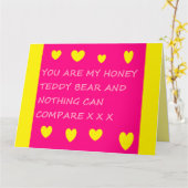 Message du logo Honey Teddy Bear sur carte rose (Fleur jaune)