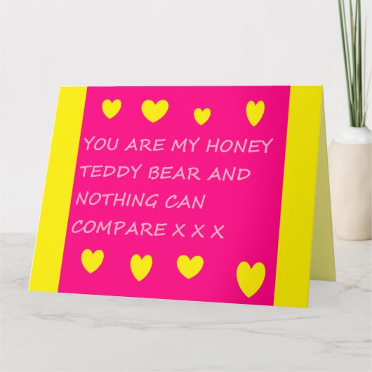 Message du logo Honey Teddy Bear sur carte rose (Devant)
