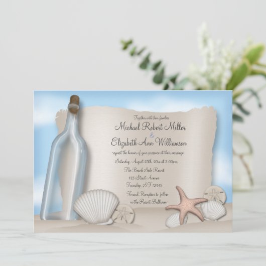 Message d'une bouteille - Invitations de mariage à (Debout devant)