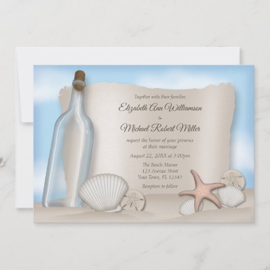 Message d'une invitation à un mariage à Bottle Bea (Devant)