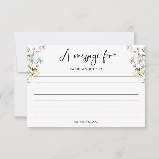 Message fleur sauvage Dans Un Mariage Carte À Bout (Devant)
