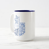 Message hébreu Dreidel moderne Hanoukka Mug (Devant gauche)