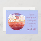 Message Merci avec fleurs et carte postale coucher (Devant / Derrière)