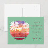 Message Merci avec fleurs et carte postale coucher (Devant / Derrière)