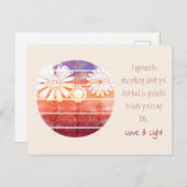 Message Merci avec fleurs et carte postale coucher (Devant / Derrière)