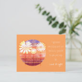 Message Merci avec fleurs et carte postale coucher (Debout devant)