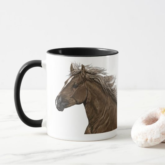 Message Personnalisé 11oz Horse Mug Changable Par  (Avec donut)