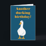 Message personnalisé amusant Carte d'anniversaire<br><div class="desc">Customisez le message à l'avant et à l'intérieur de cette carte pour créer le salut parfait pour toutes les occasions. Cette carte présente une illustration simple d'un canard blanc avec une note orange et des pieds contre un arrière - plan bleu marine avec votre message en orange coordonné. Amusez-vous à...</div>