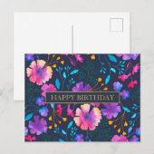 Message personnalisé Carte postale colorée florale (Devant / Derrière)