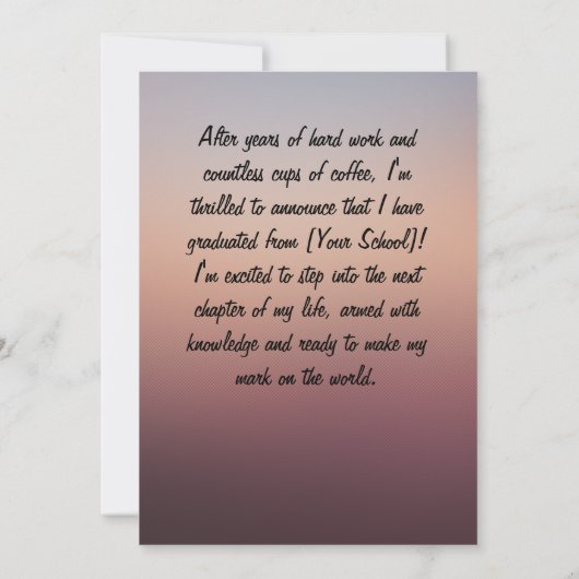 Message personnel Faire-part d'obtention d'un dipl (Dos)