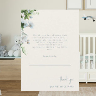 Message texte bleu crème Ivy Baby shower Merci