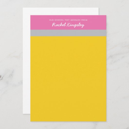 Message texte du Carte pour notes de la vieille éc (Devant / Derrière)