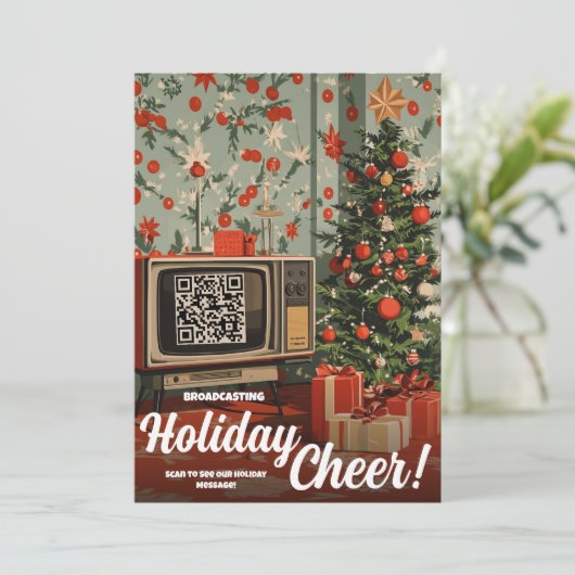 Message vidéo de la carte rétro QR Code Xmas (Debout devant)