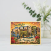 Message vintage de l'Ohio sur carte postale (Debout devant)