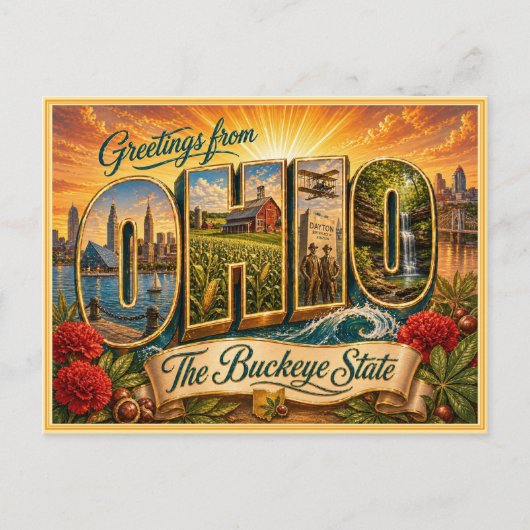 Message vintage de l'Ohio sur carte postale (Devant)