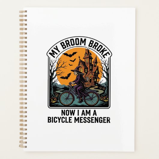 Messager à Vélo Halloween Drôle Balai de Sorcière (Devant)
