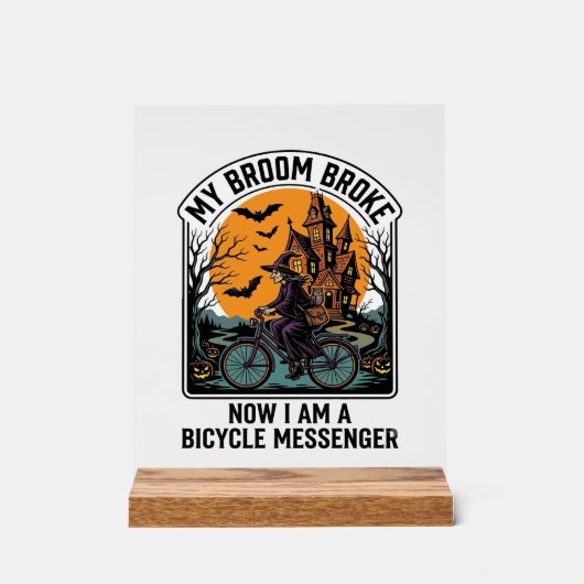 Messager à Vélo Halloween Drôle Balai de Sorcière (Recto)