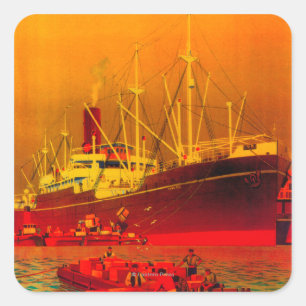 Messageries Maritimes PosterEuropa Vierkante Sticker