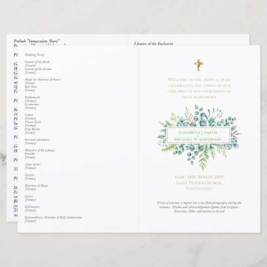 Messe nuptiale Mariage Feuille (Devant / Derrière)