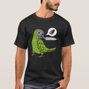 Messenpapegaai wil zaden in duizelig hoofd Conure T-shirt