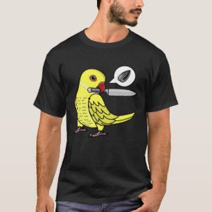 Messenpapegaai wil zaden in gele Indiase ringneck T-shirt
