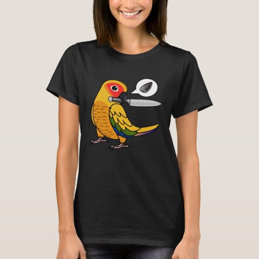 Messenpapegaai wil zaden in Sun Conure T-shirt (Voorkant)
