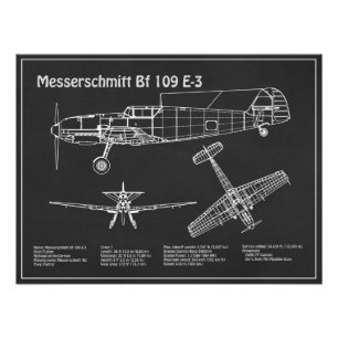 Messerschmitt Bf 109 - Blauwdruk PD van het vliegt Foto Afdruk