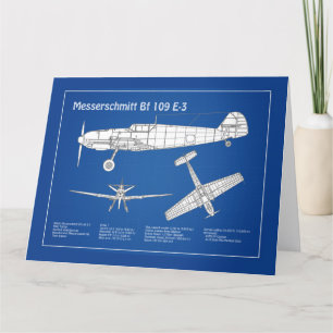 Messerschmitt Bf 109 - Vliegtuigblauwdruk ABD Bedankkaart