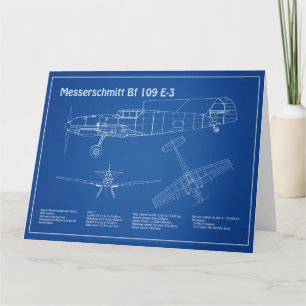 Messerschmitt Bf 109 - Vliegtuigblauwdruk AD Bedankkaart