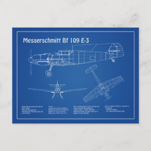 Messerschmitt Bf 109 - Vliegtuigblauwdruk AD Briefkaart
