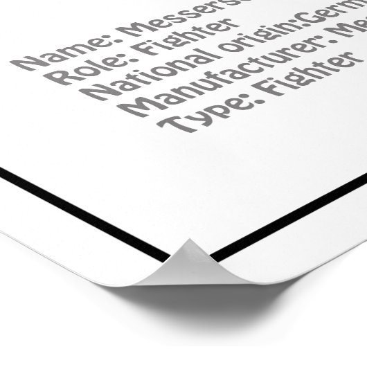 Messerschmitt Bf 109 - Vliegtuigblauwdruk BD Poster (Hoek)