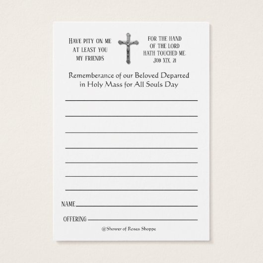 Messes commémoratives de la fête des âmes Décédées (Dos)