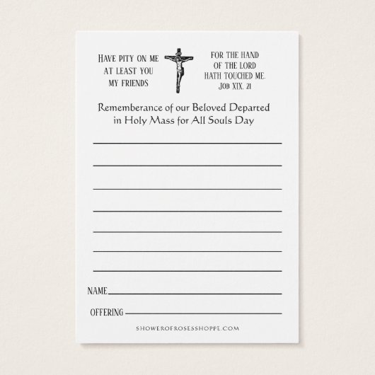 Messes commémoratives de la fête des âmes Décédées (Dos)