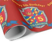 messghts shield jongens 5e verjaardag inpakpapier (Rol Hoek)