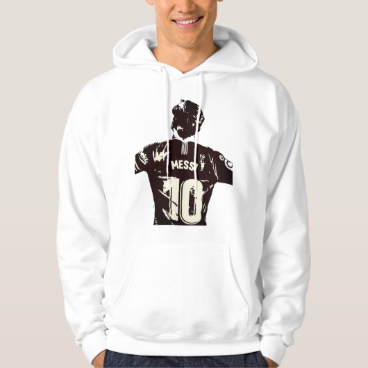Messi Homme Sweat à Capuche Blanc (Devant)