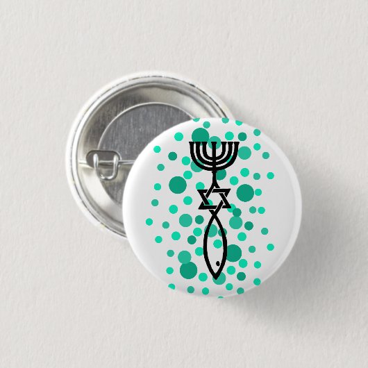 Messianisch symbool met Aqua-Stippen Ronde Button 3,2 Cm (Voorkant /achterkant)