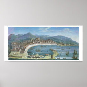 Messina - een Panoramisch Uitzicht van de Haven Poster