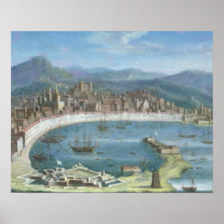 Messina - een Panoramisch Uitzicht van de Haven Poster