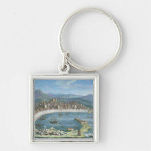 Messina - een Panoramisch Uitzicht van de Haven Sleutelhanger